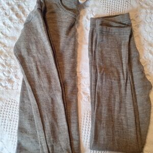 Wool/Silk Blend Kids Gray Pajama Set/base Layers Engel Made In GERMANY